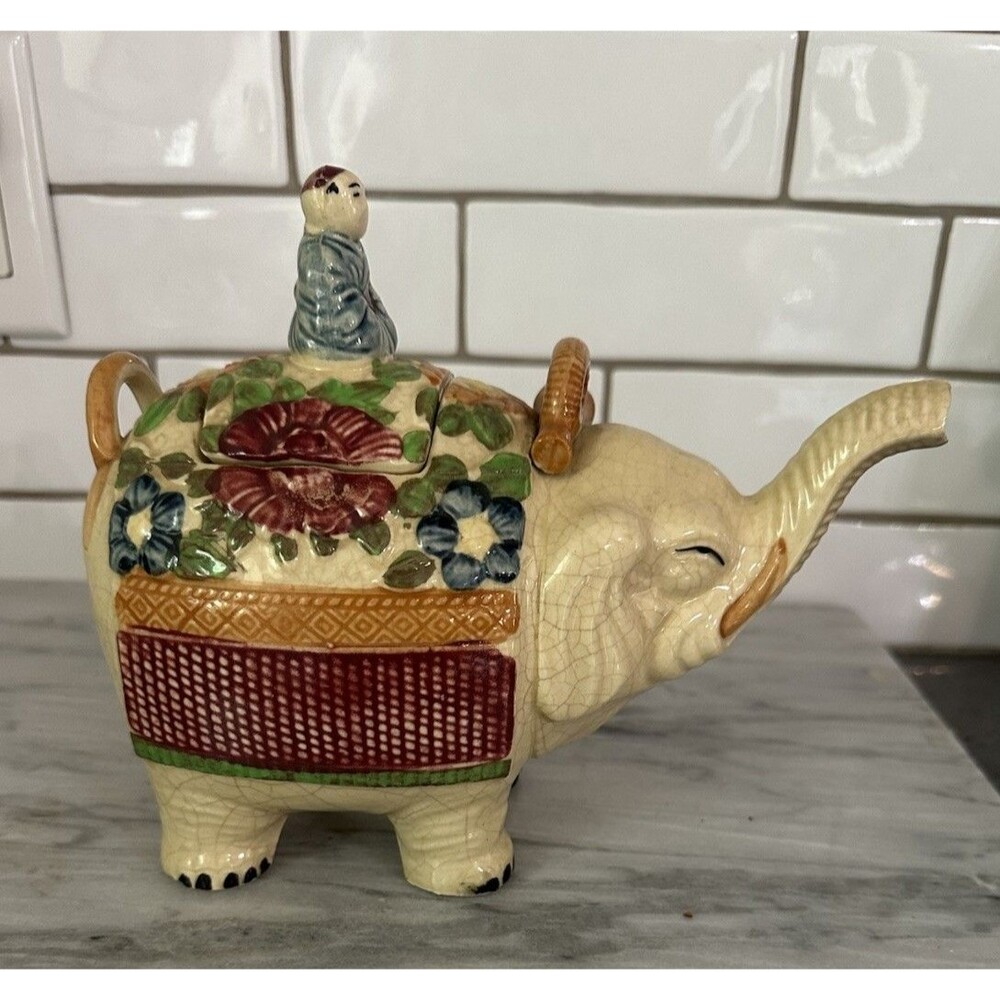 Vintage Japanese Banko Elephant and Rider Tea Pot